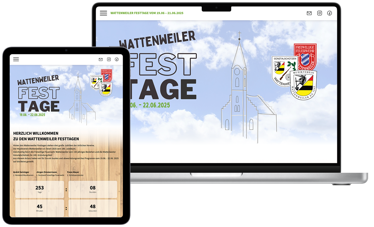Mockup der Website von Wattenweiler Festtage